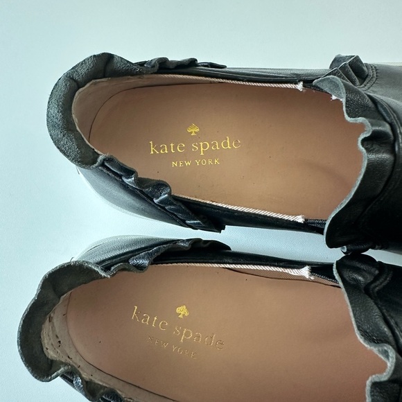 Kate Spade Black Leather Flats loafers size 8 - Picture 3 of 7